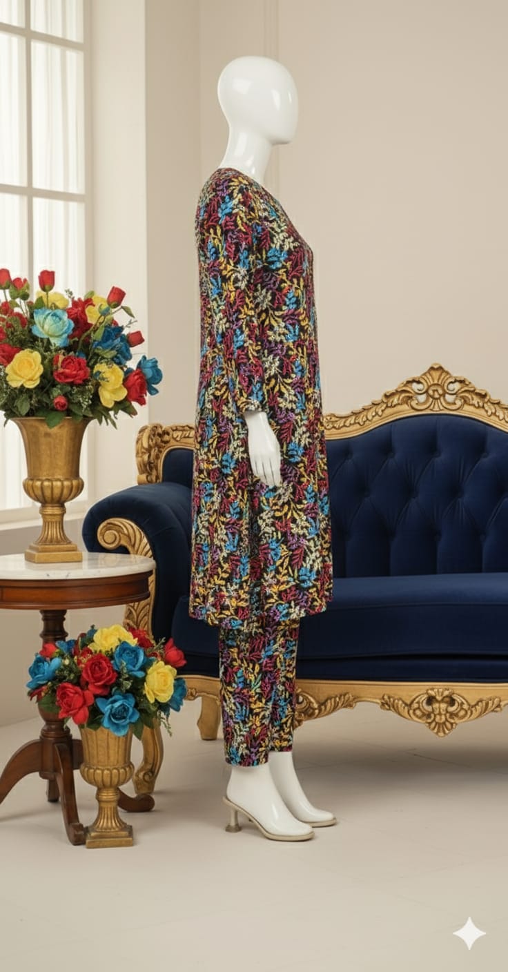 Digital Printed Khaddar 2 Piece Suit D1